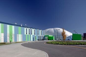 an enclosed tennis facility