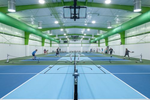 an indoor pickleball facility