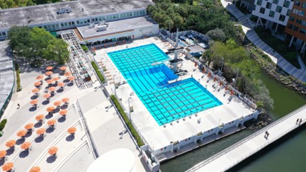 an overhead image of a swimming pool