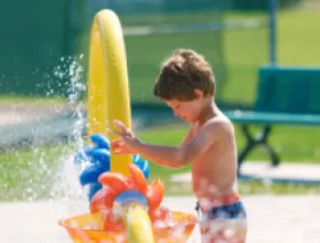 Child at splashpad